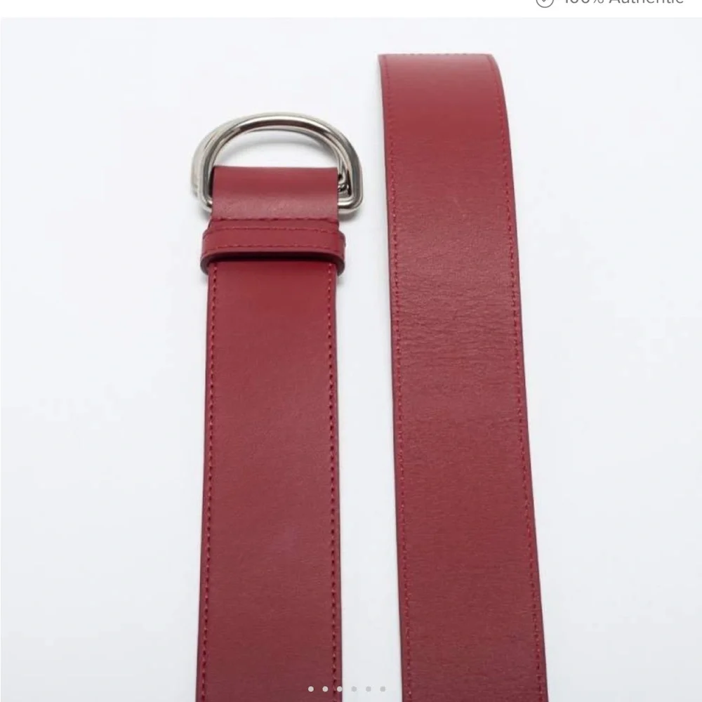 Burberry Double D-Ring reversible leather belt burgundy/ivory silver hardware S